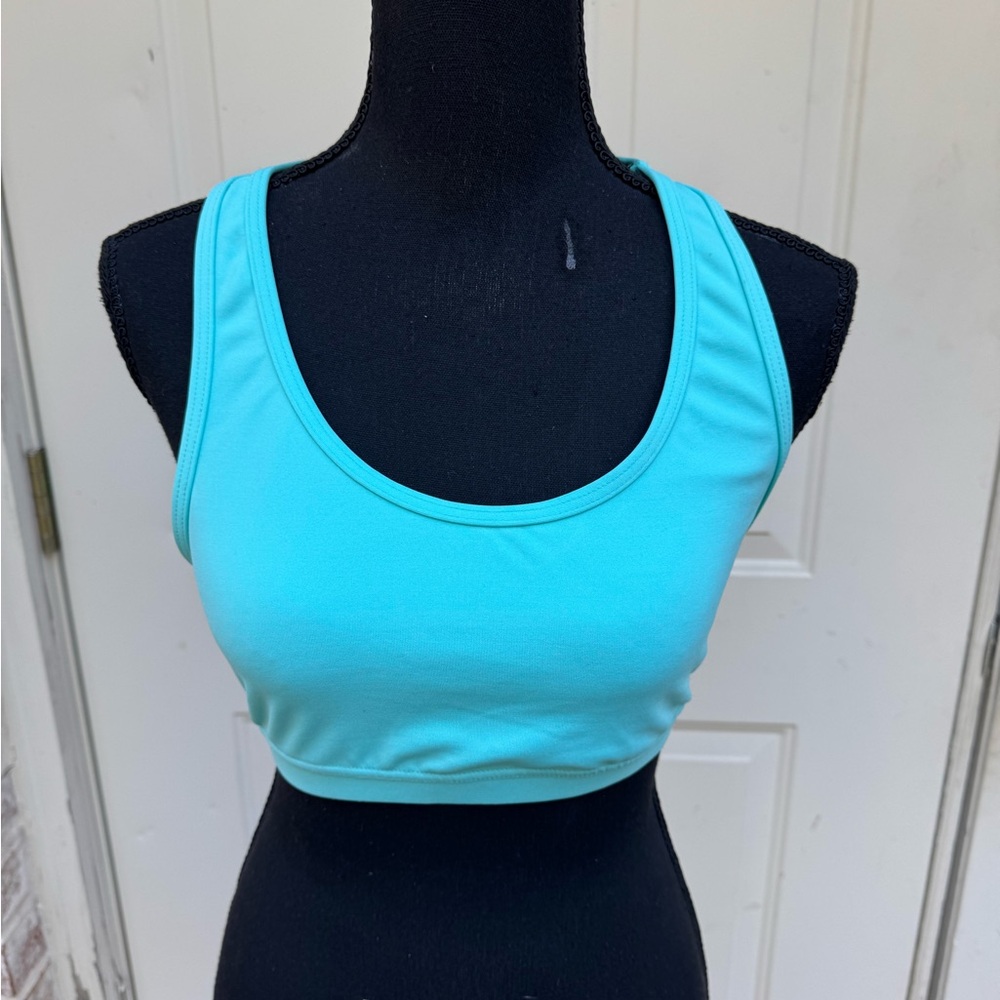 Capezio, Razorback, Sports Bra, Turquoise, Size Large